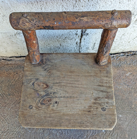 Signed Vintage Old SOLID Wood Wooden Bench Foot Stool Ottoman Plant Stand Table Chair Homemade Handmade Home Hand Made