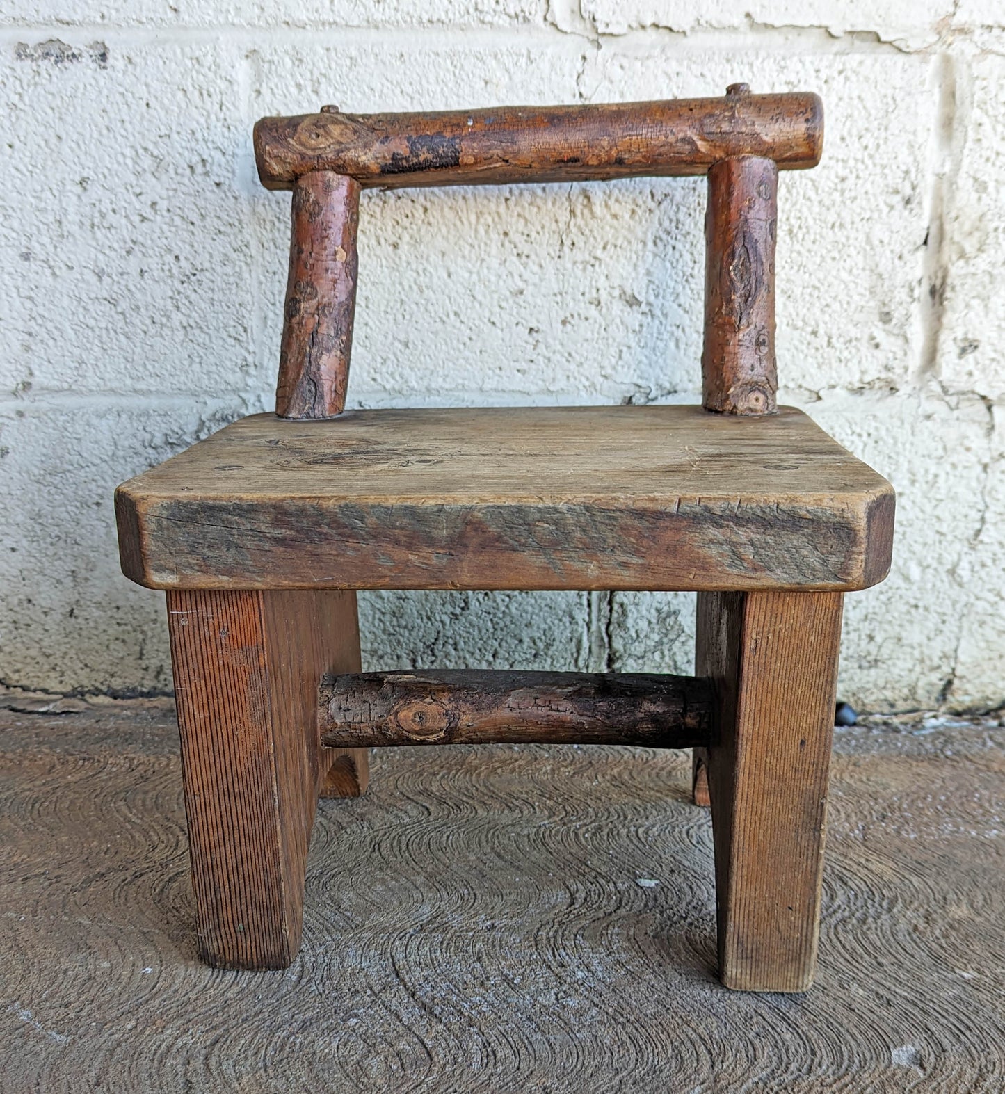Signed Vintage Old SOLID Wood Wooden Bench Foot Stool Ottoman Plant Stand Table Chair Homemade Handmade Home Hand Made
