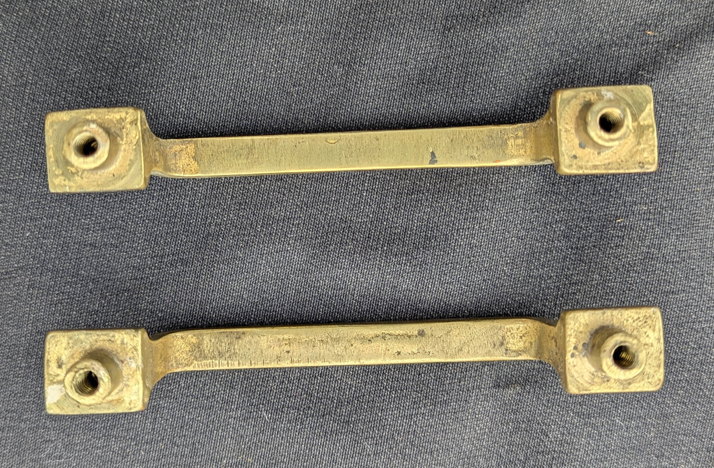 Pair Vintage Old Reclaimed Salvaged Cast Brass Drawer Cabinet Door Furniture Pull Handle