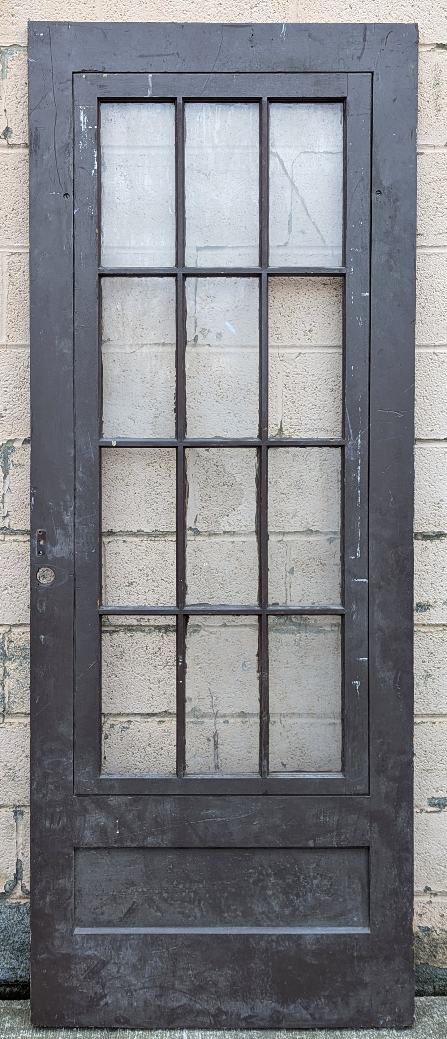 32"x85" Antique Vintage Old Reclaimed Salvaged SOLID Wood Wooden Storm Screen Exterior Door Window Glass