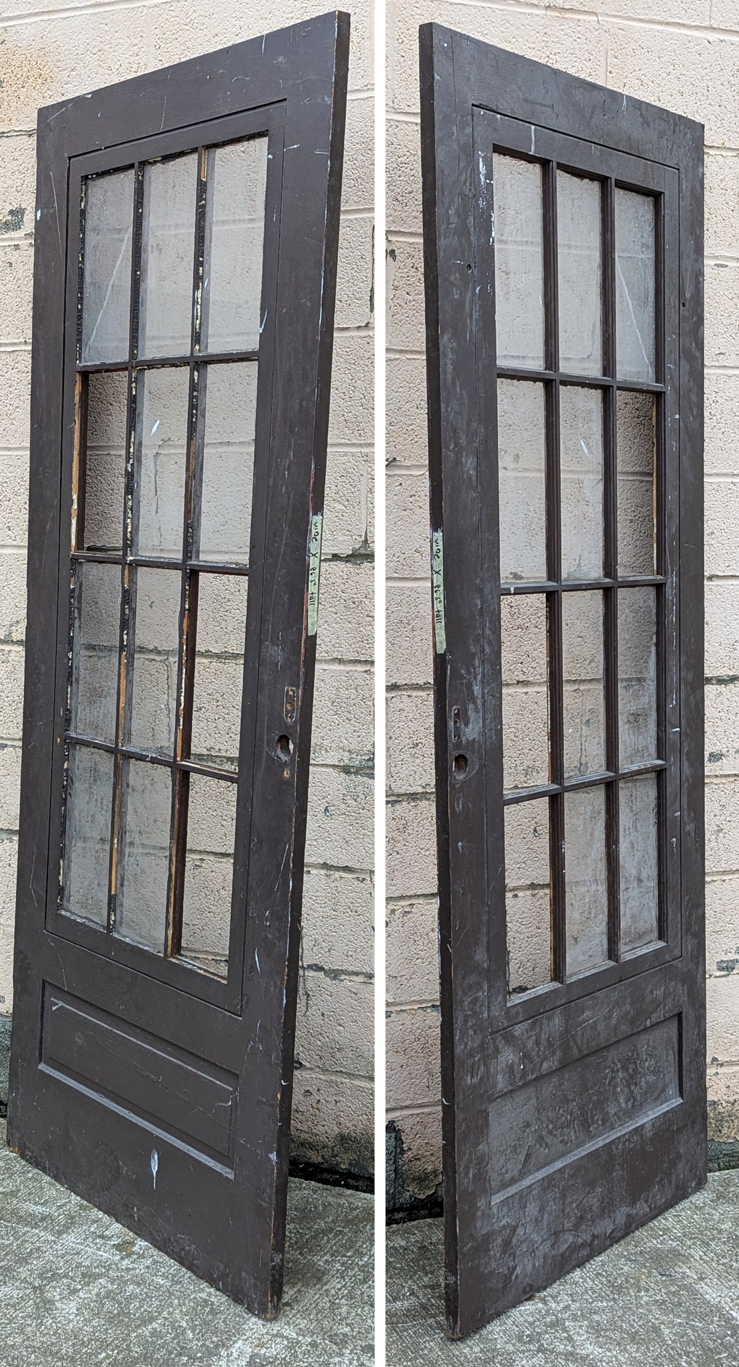 32"x85" Antique Vintage Old Reclaimed Salvaged SOLID Wood Wooden Storm Screen Exterior Door Window Glass