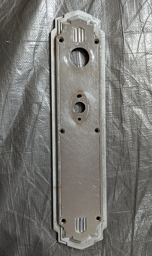 3.5"x15 Antique Vintage Old Art Deco YALE Chrome Bronze Brass Swinging Door Push Plate