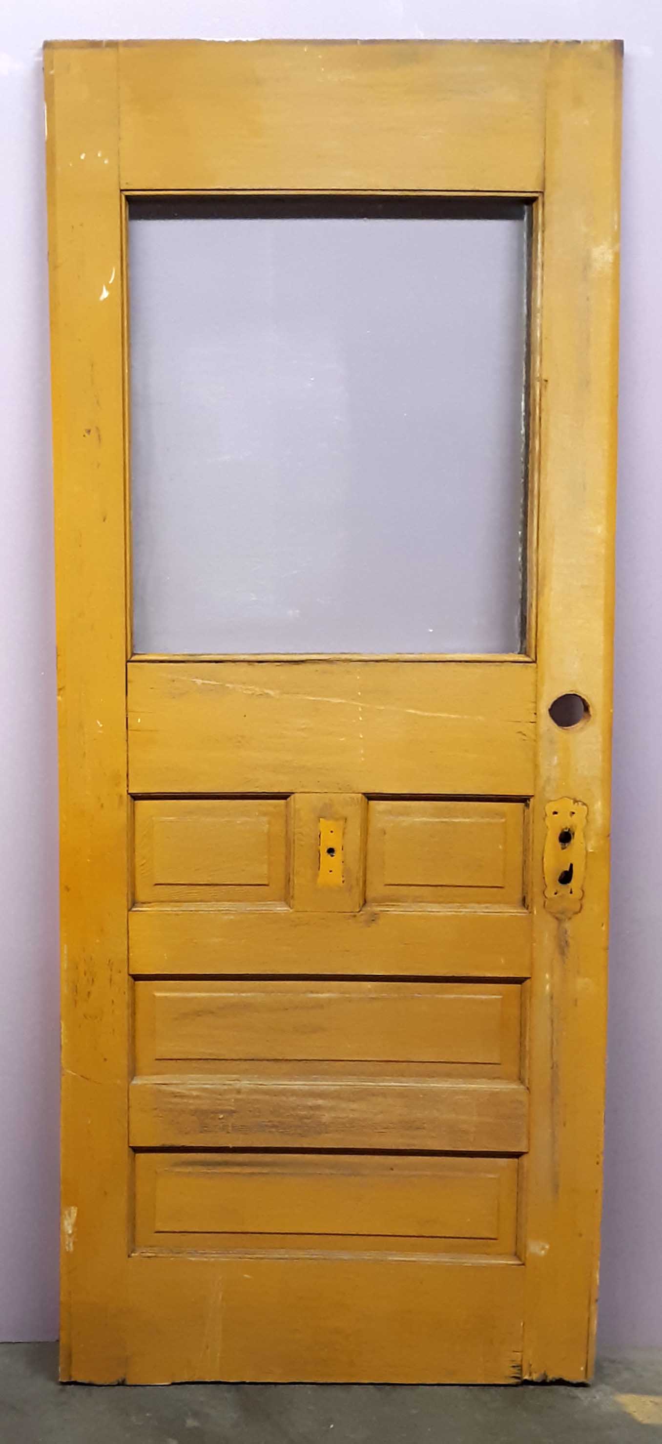 32"x79" Antique Vintage Old Reclaimed Salvaged SOLID Wood Wooden Entry Door Window Wavy Glass Lite