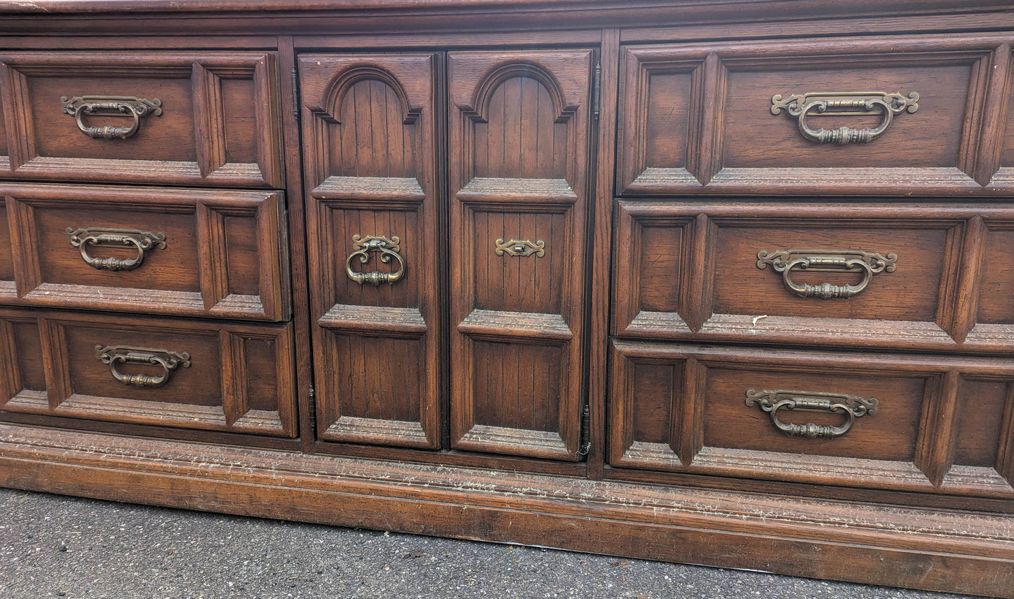 Pair Vintage Old Reclaimed Salvaged "Broyhill" Antique Brass Dresser Chest Desk Drawer Furniture Bail Pulls Handles