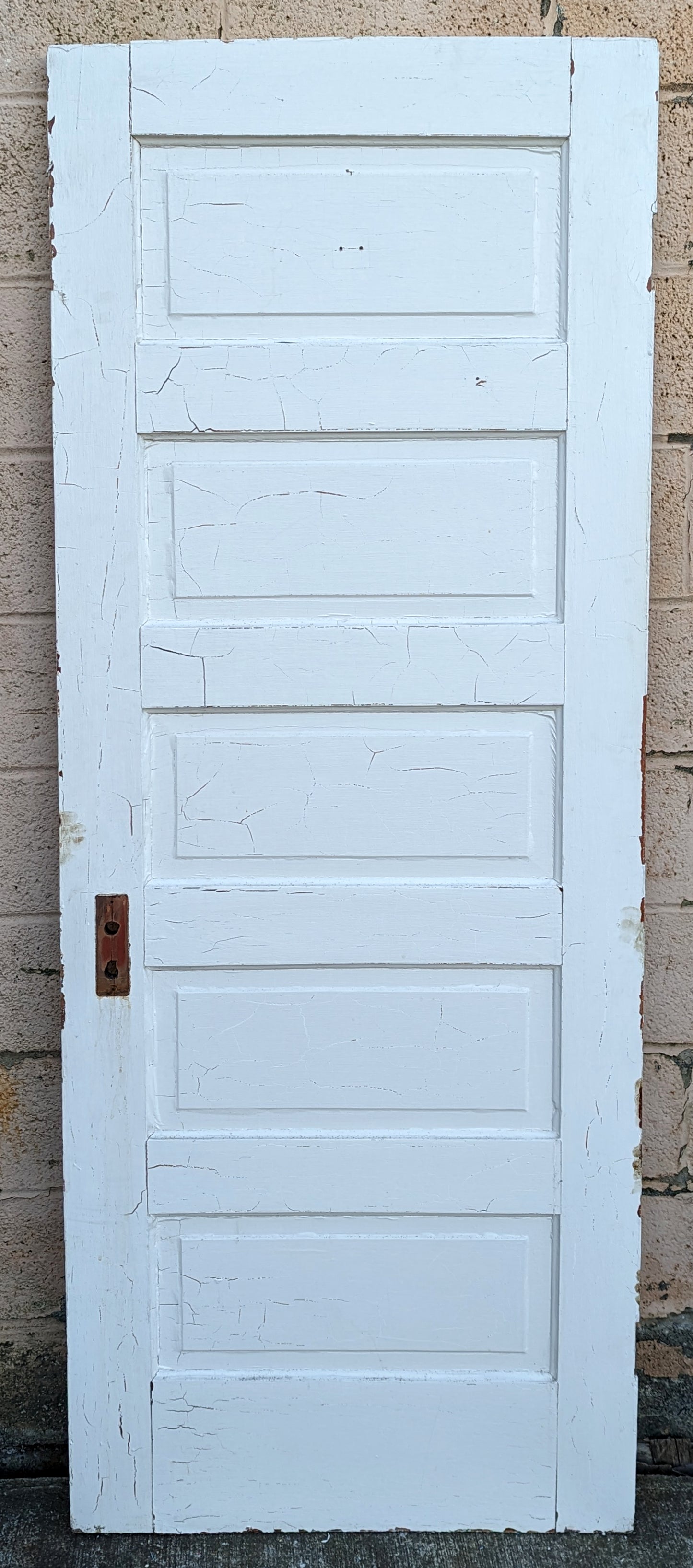 29.5"x77" Antique Vintage Old Reclaimed Salvaged SOLID Wood Wooden Interior Door 5 Panels