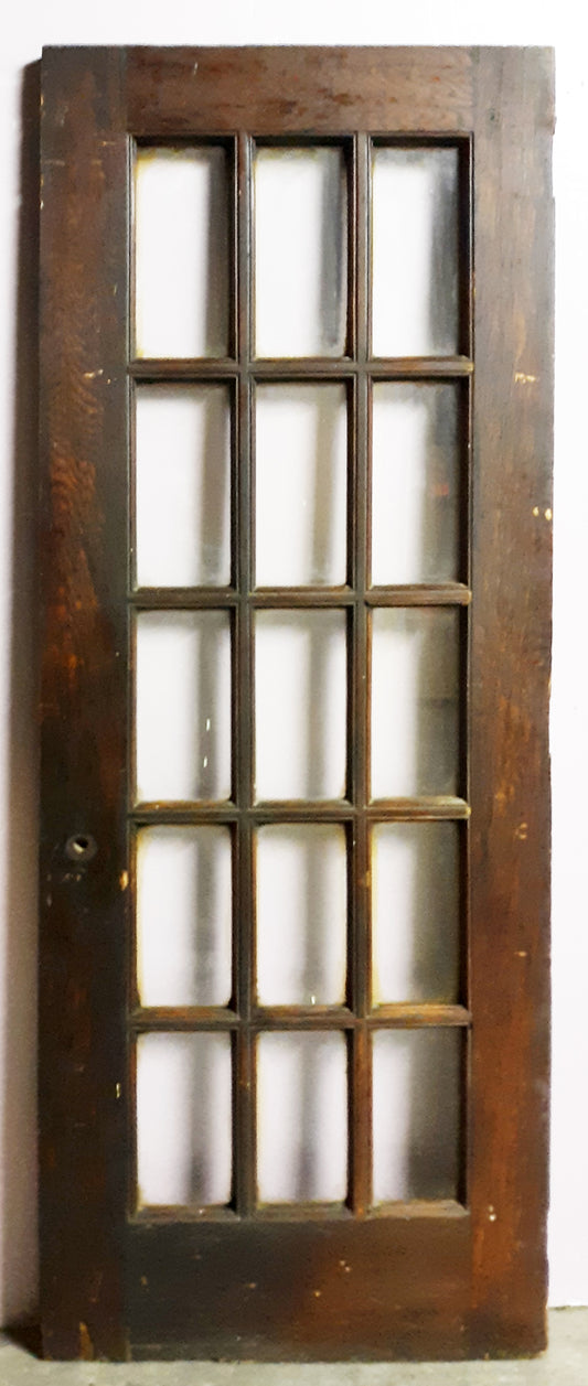 30"x83"x1.75" Antique Vintage Old Reclaimed Salvaged Wood Wooden Interior French Door Window Glass