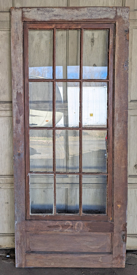 31"x77" Antique Vintage Old Reclaimed Salvaged Wood Wooden Storm Exterior Door Window Wavy Glass