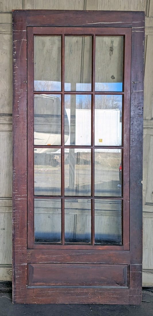 31"x77" Antique Vintage Old Reclaimed Salvaged Wood Wooden Storm Exterior Door Window Wavy Glass