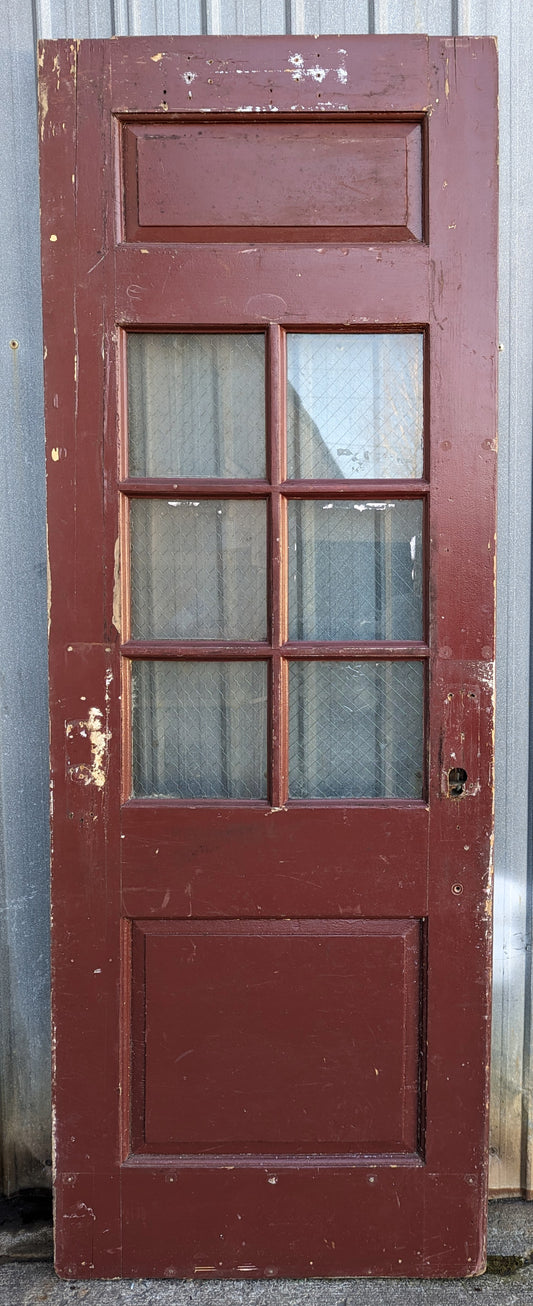 62"x90x2" Pair Antique Vintage Old Reclaimed Salvaged Wooden Door Window Chicken-Wire Glass