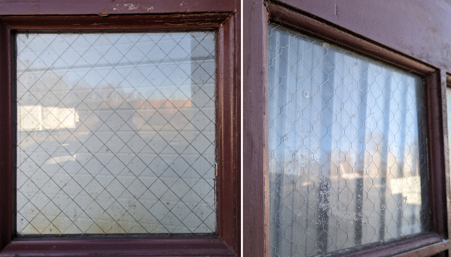 62"x90x2" Pair Antique Vintage Old Reclaimed Salvaged Wooden Door Window Chicken-Wire Glass