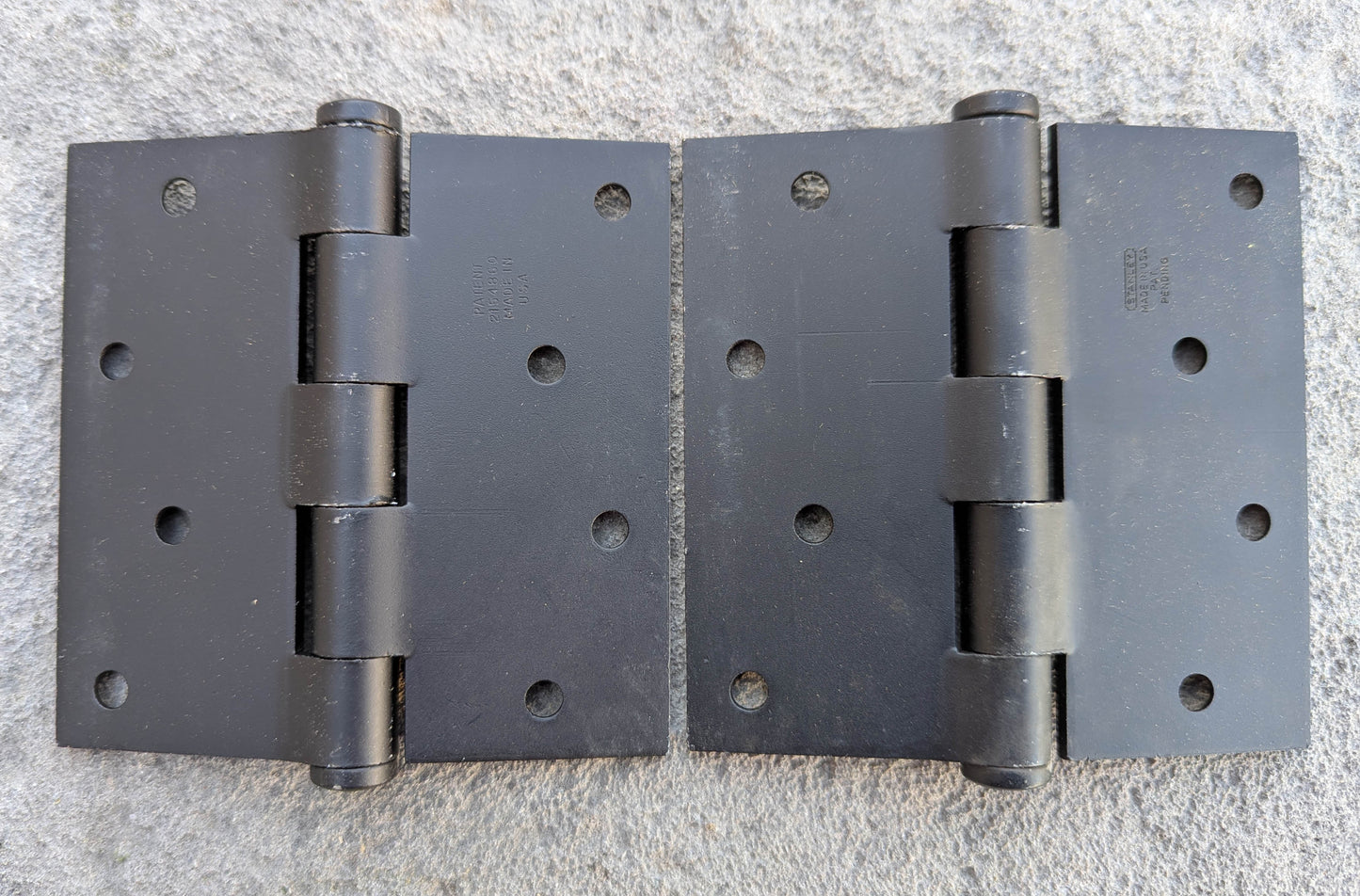 2 available Pair 4"x4" NOS Vintage Old "Stanley" Black Steel Exterior Entry Door Hinges Screws NIB