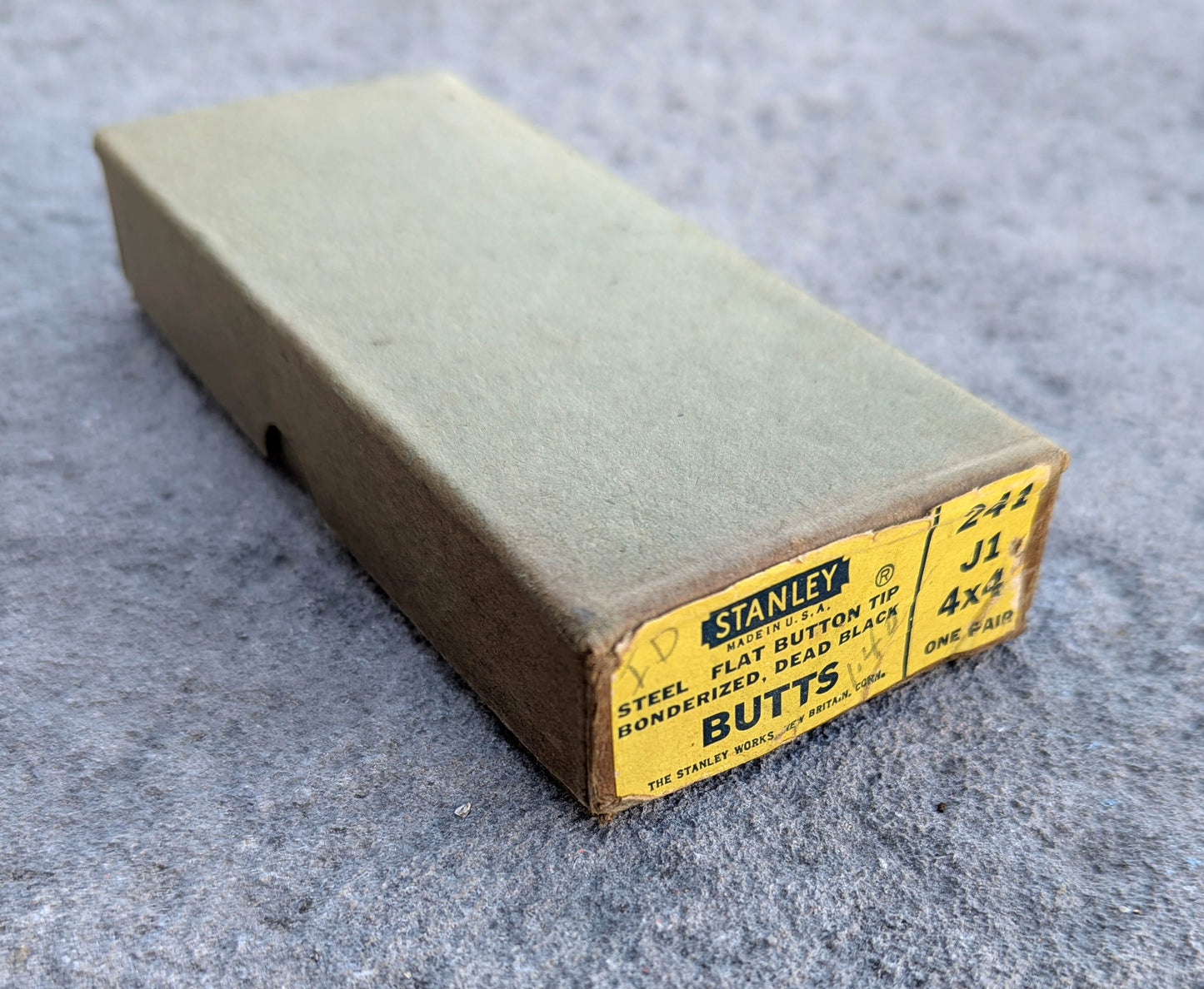 2 available Pair 4"x4" NOS Vintage Old "Stanley" Black Steel Exterior Entry Door Hinges Screws NIB