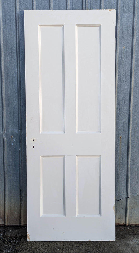2 available 32"x82"Antique 1906 Vintage Old Reclaimed Salvaged Victorian Interior SOLID Wood Wooden Door 4 Recessed Flat Panels