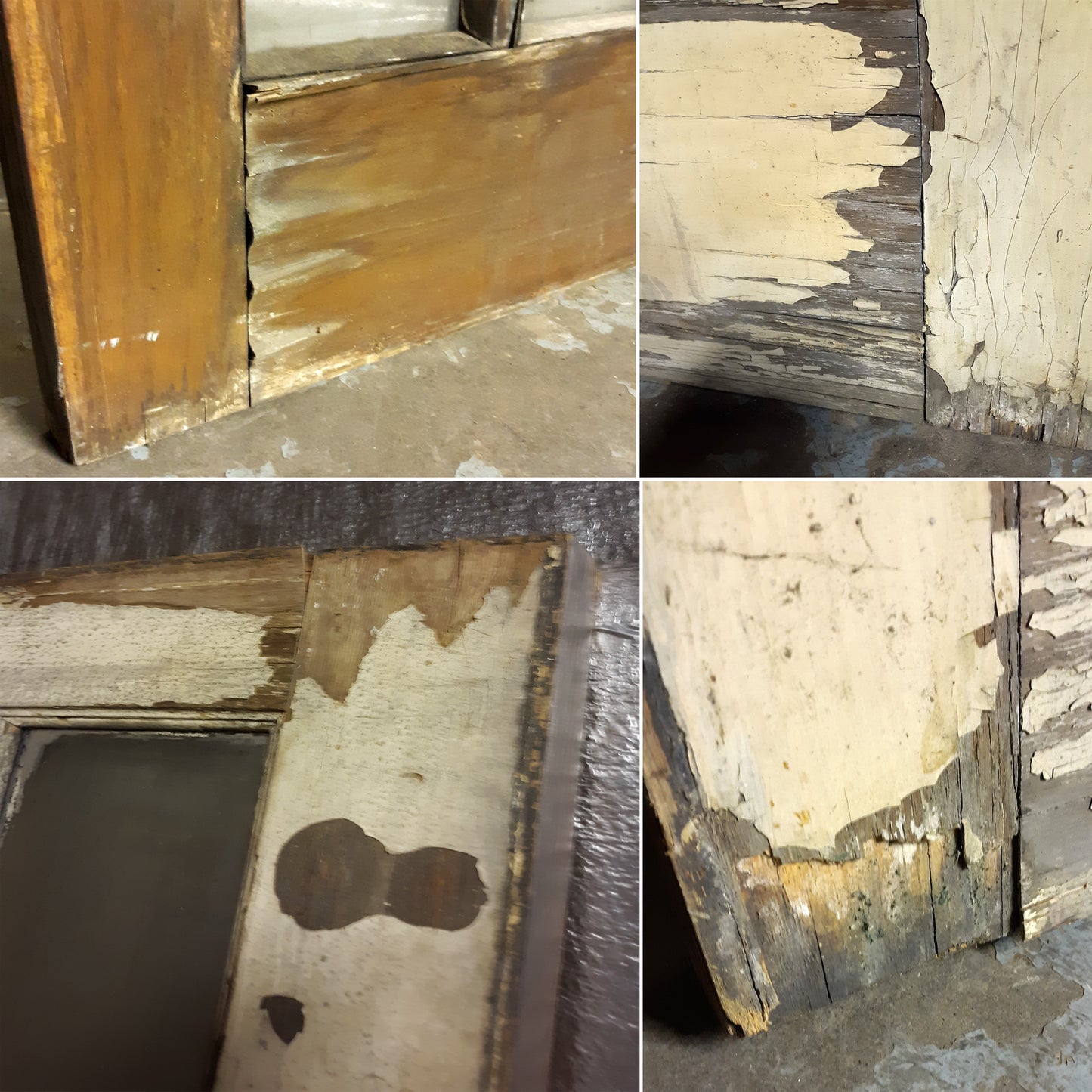 30"x82.5"x2" Antique Vintage Old Reclaimed Salvaged Wood Wooden Exterior French Door Window Glass