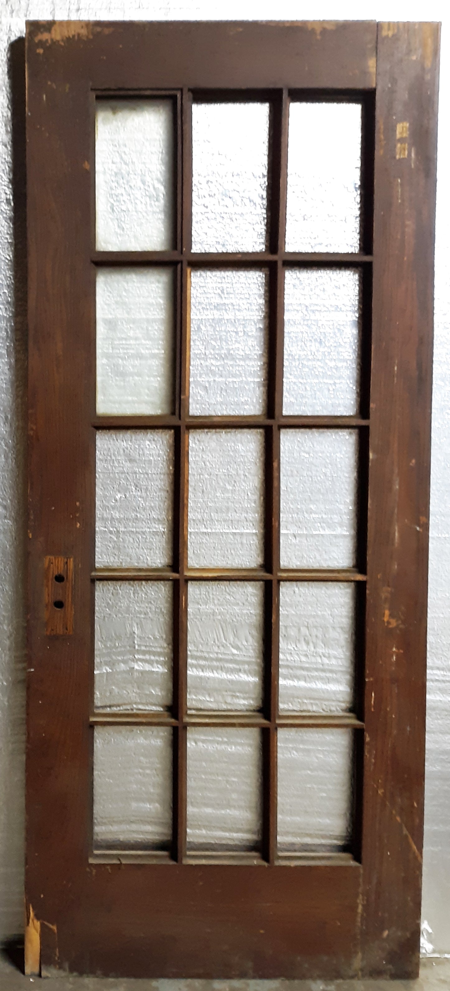 32"x79.5"x1.75" Antique Vintage Old Reclaimed Salvaged Wood Wooden Exterior French Door Window Glass