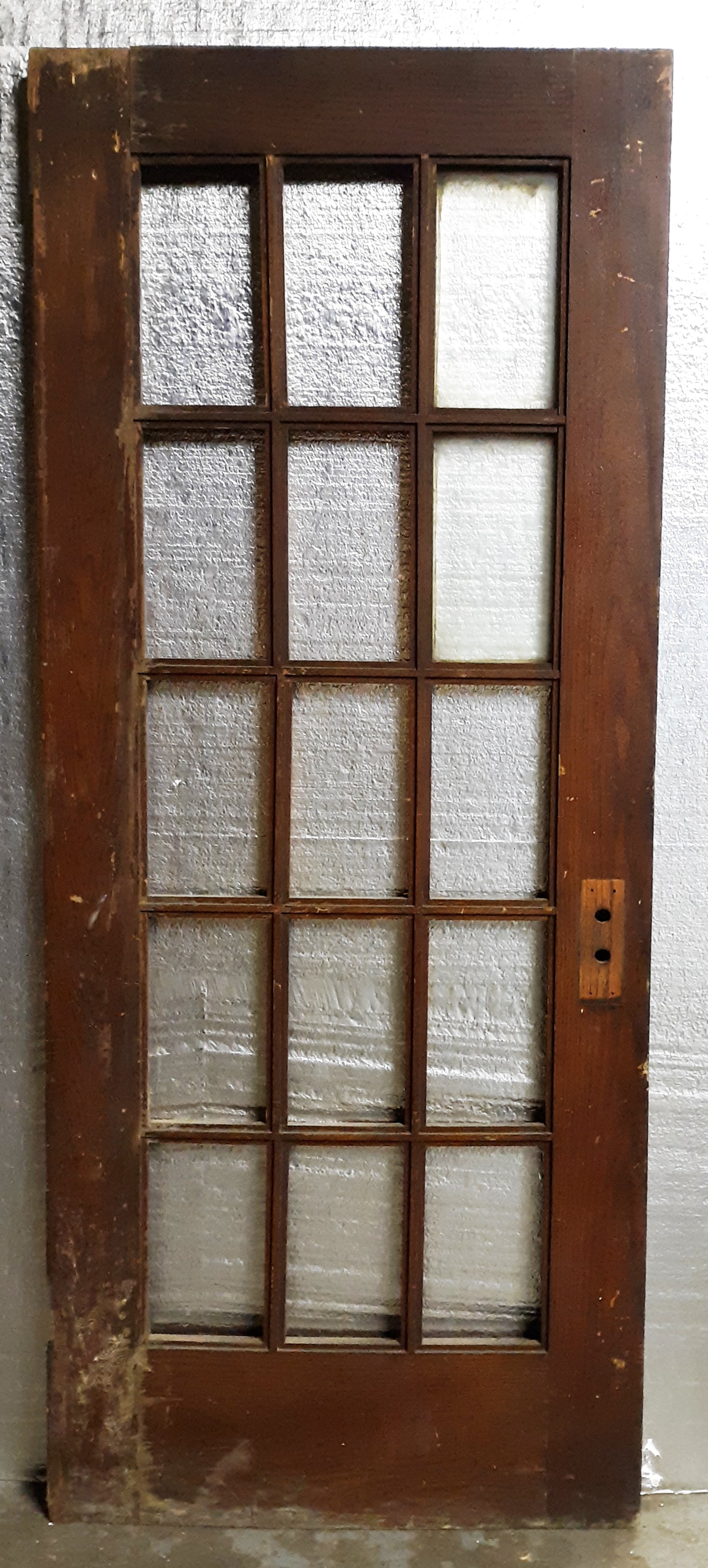 32"x79.5"x1.75" Antique Vintage Old Reclaimed Salvaged Wood Wooden Exterior French Door Window Glass