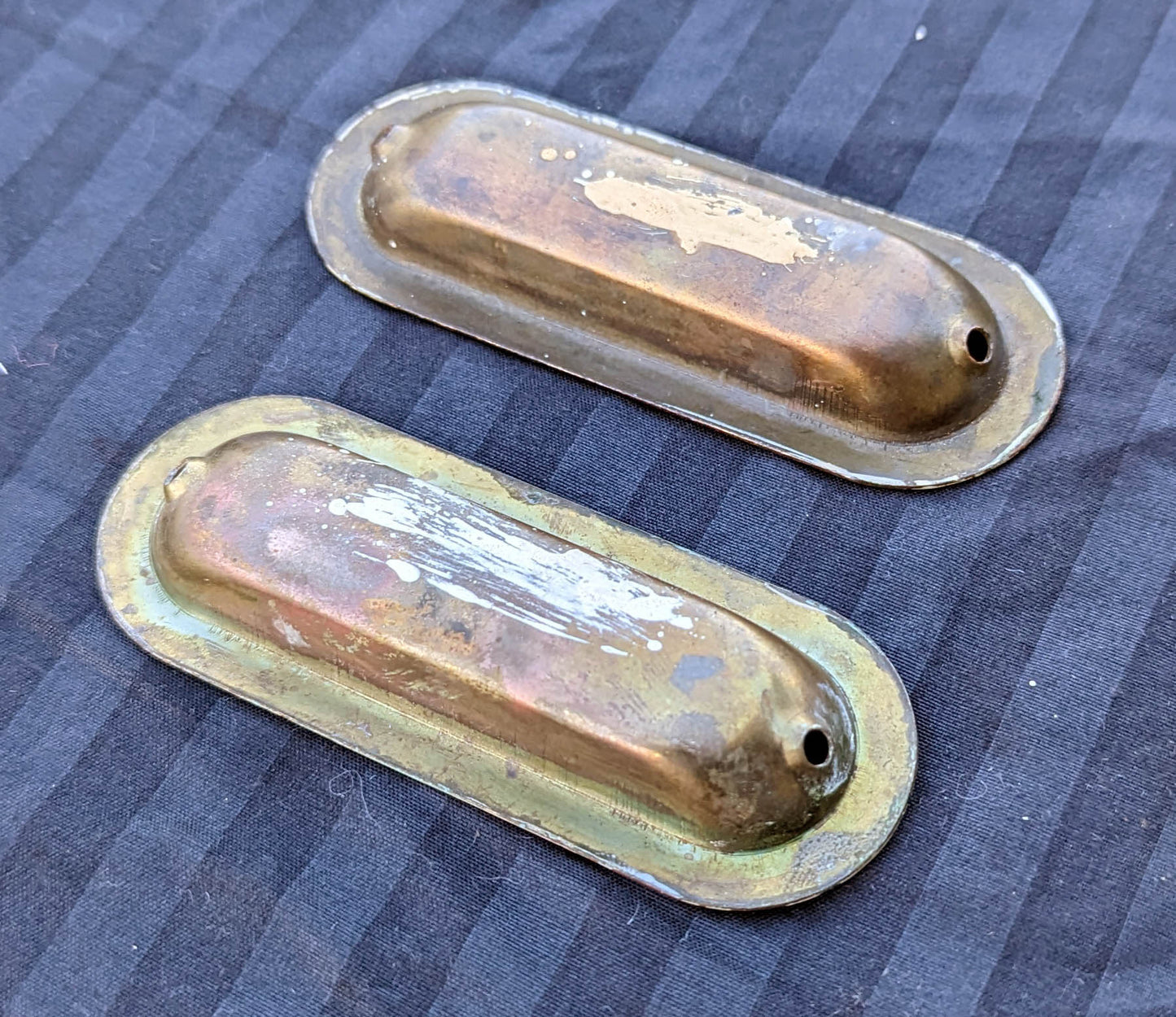Pair Antique Vintage Old Salvaged Reclaimed Steel Brass Window Sash Pulls Lifts Handles Pocket Sliding Door