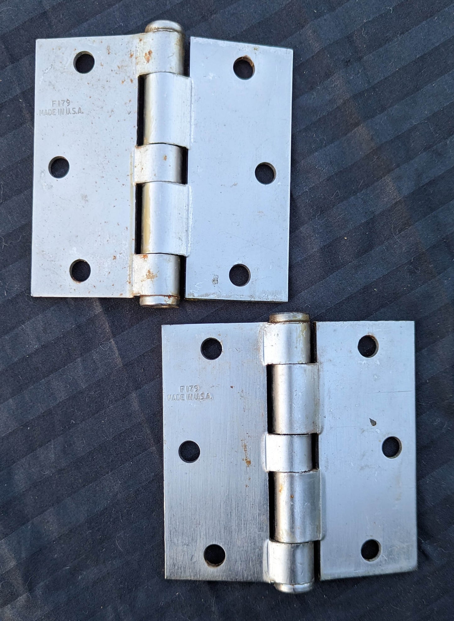4 available Pair 3.5"x3.5" Vintage Old "Stanley" Steel Satin Nickel Finish Interior Exterior Entry Door Hinges