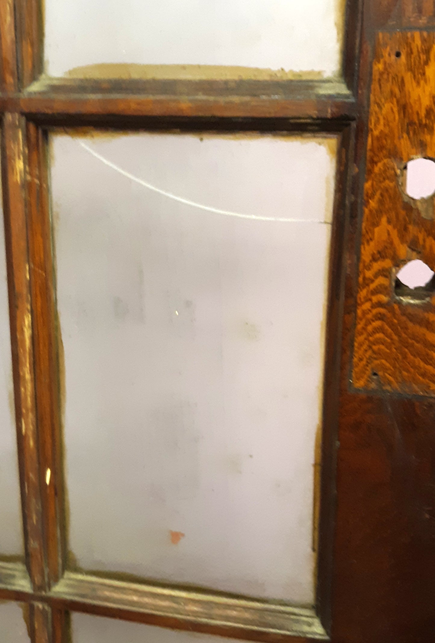 30"x80"x1.5" Antique Vintage Old Reclaimed Salvaged SOLID Wood Wooden Exterior Entry French Side Back Door Window Wavy Glass Lites Panes