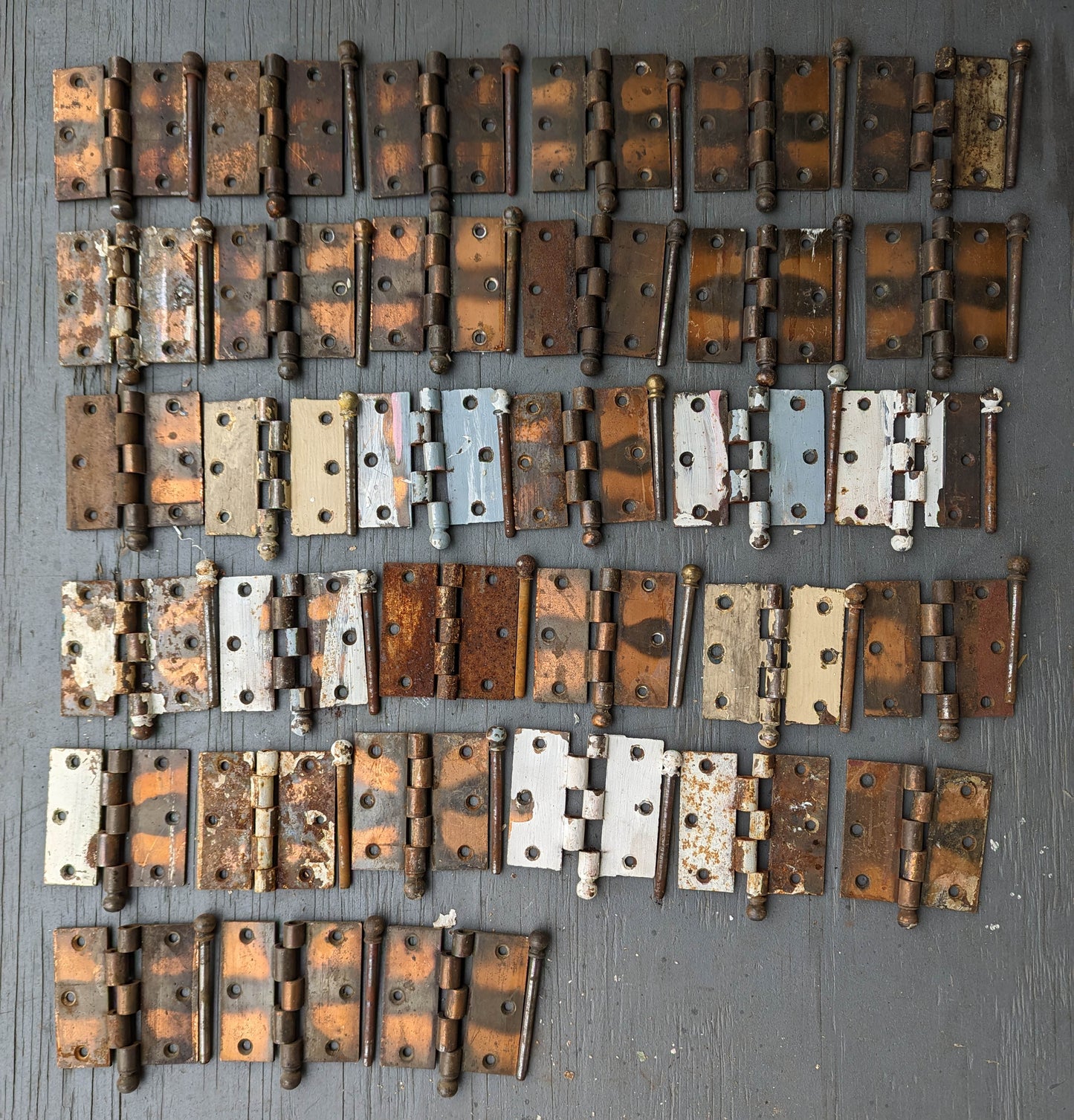 17 available CLEAN Pair 3.5"x3.5" Antique Vintage Old Reclaimed Salvaged Copper Steel Interior Door Hinges