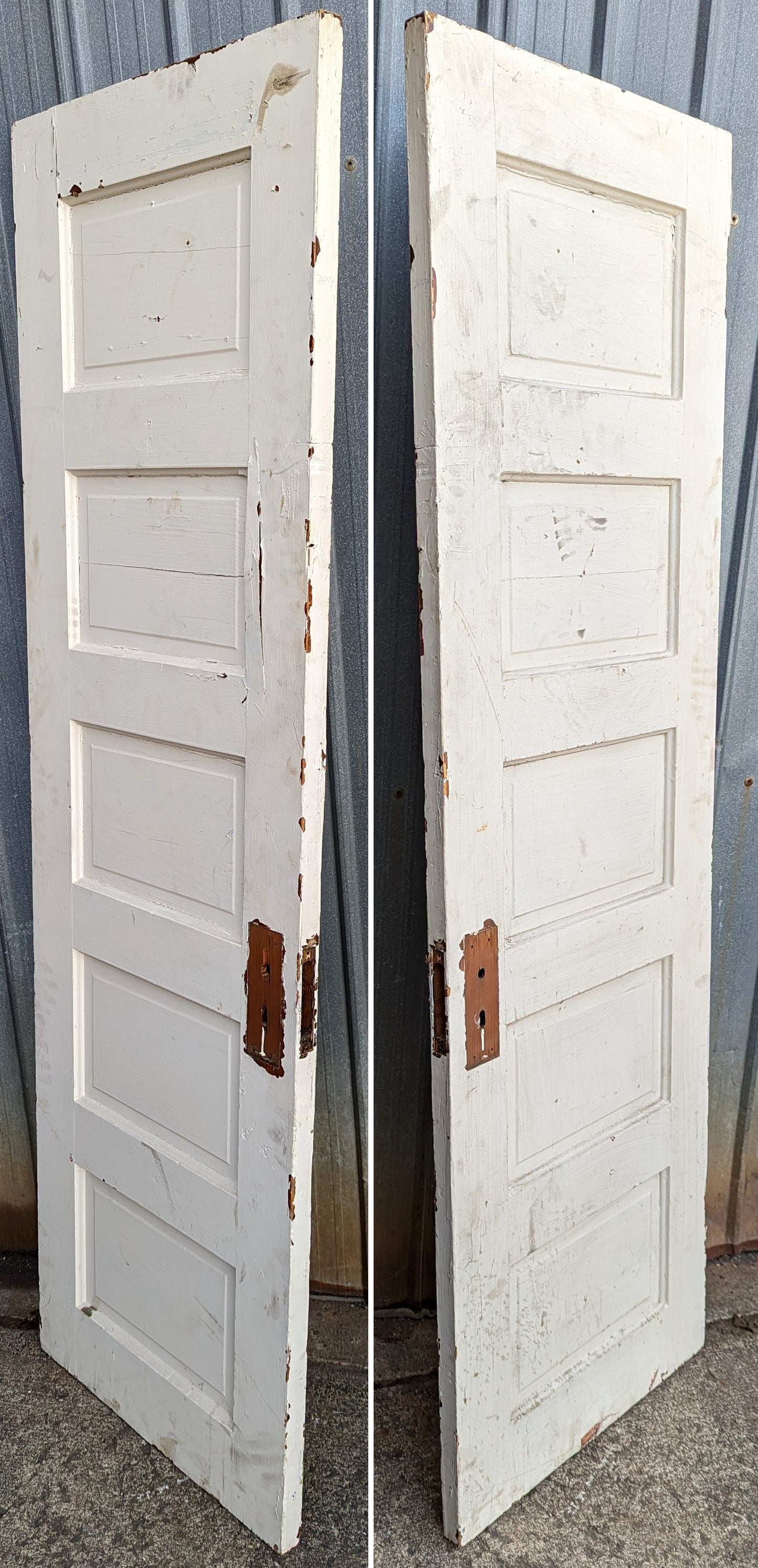 24"x77" Antique Vintage Old Reclaimed Salvaged SOLID Wood Wooden Interior Door 5 Panels
