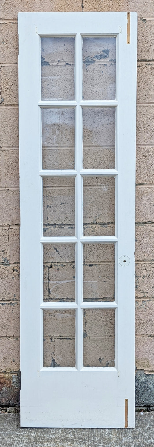 23"x84"x1.75" Antique Vintage Old Reclaimed Salvaged SOLID Wood Wooden Interior Pantry Closet French Door 10 Windows Tempered Glass