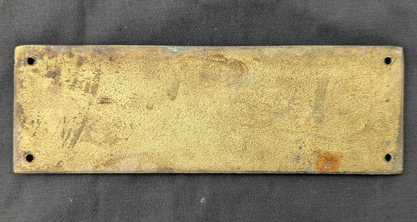 8.5"x3" Antique Vintage Old SOLID Bronze Brass "MEN" Bathroom Door Plate Plaque Sign Salvaged Reclaimed