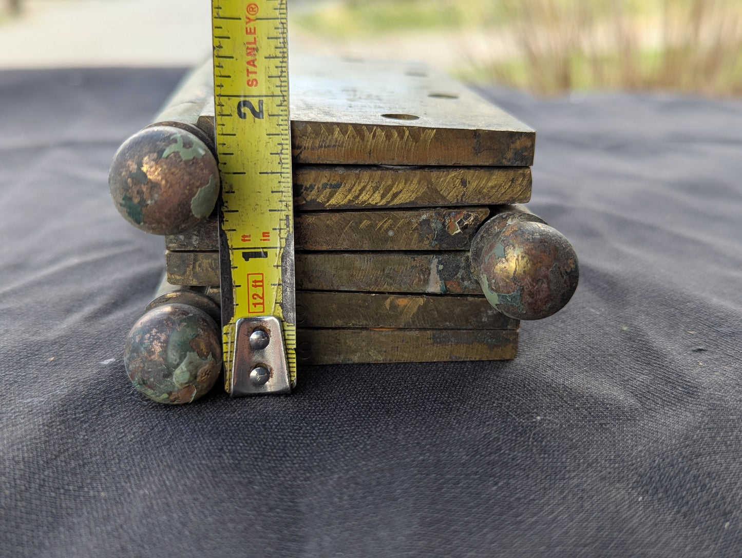 1/4" THICK 5"x5" Antique Vintage Old SOLID Brass Exterior Entry Door Hinges Ball Tip Salvaged Reclaimed