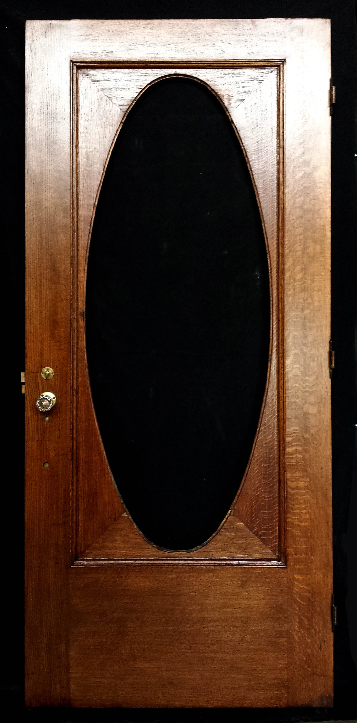 32"x79"x1.75" Antique Vintage Old Reclaimed Salvaged SOLID Wood Wooden Exterior Entry Door Window Oval Glass Lite Pane