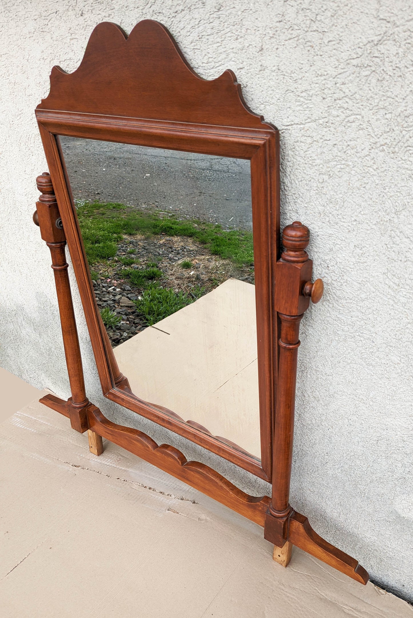 21"x32" Antique Vintage Old SOLID Maple Wood Wooden Swivel Dresser Vanity Wall Mirror Glass