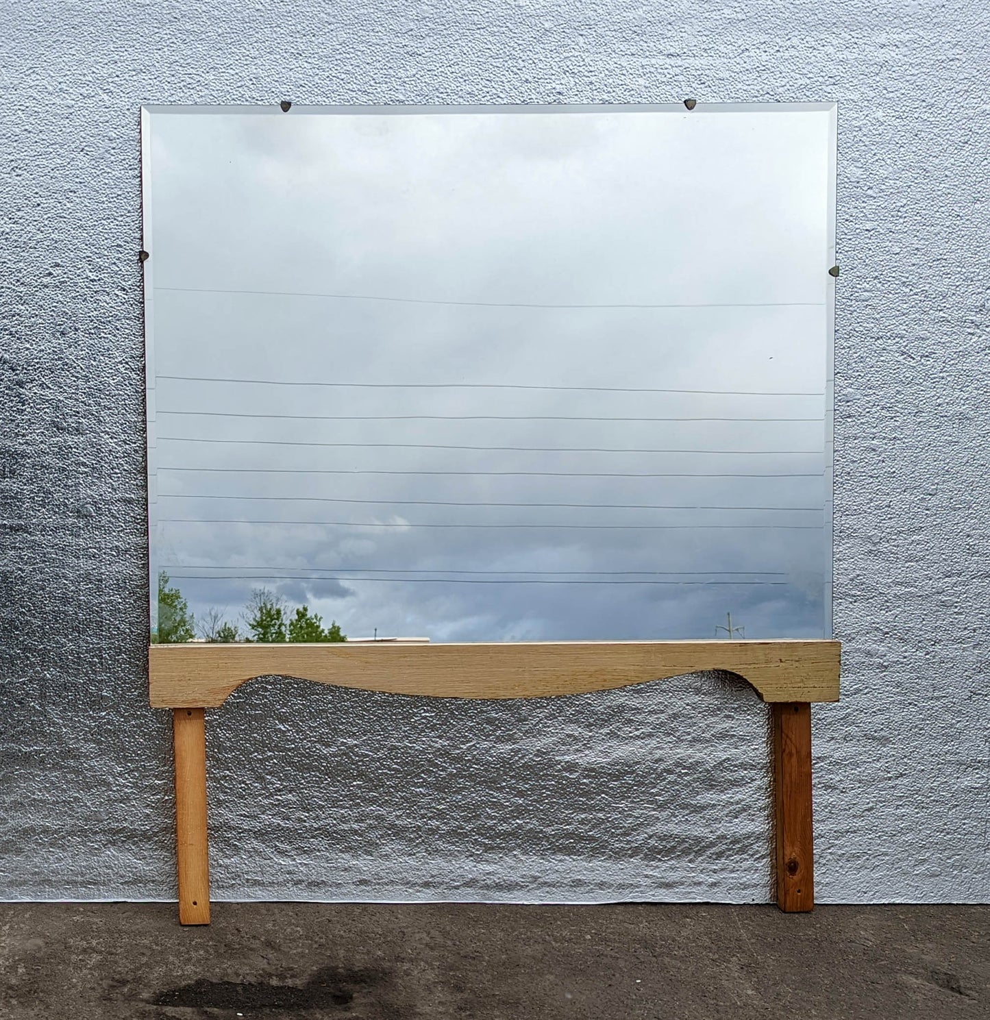 34"x28" Vintage Antique Old Art Deco Swivel Vanity Dresser Mirror Beveled Glass Oak Wood Wooden Frame