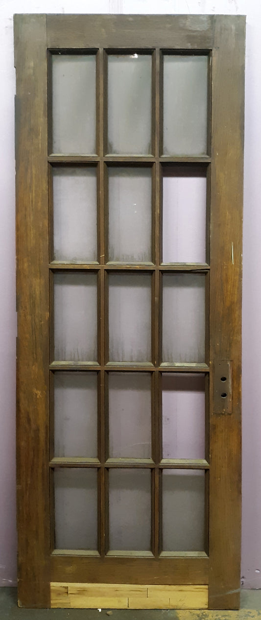 30x84"x2" Antique Vintage Old Reclaimed Salvaged Wood Wooden Exterior French Door Window Wavy Glass
