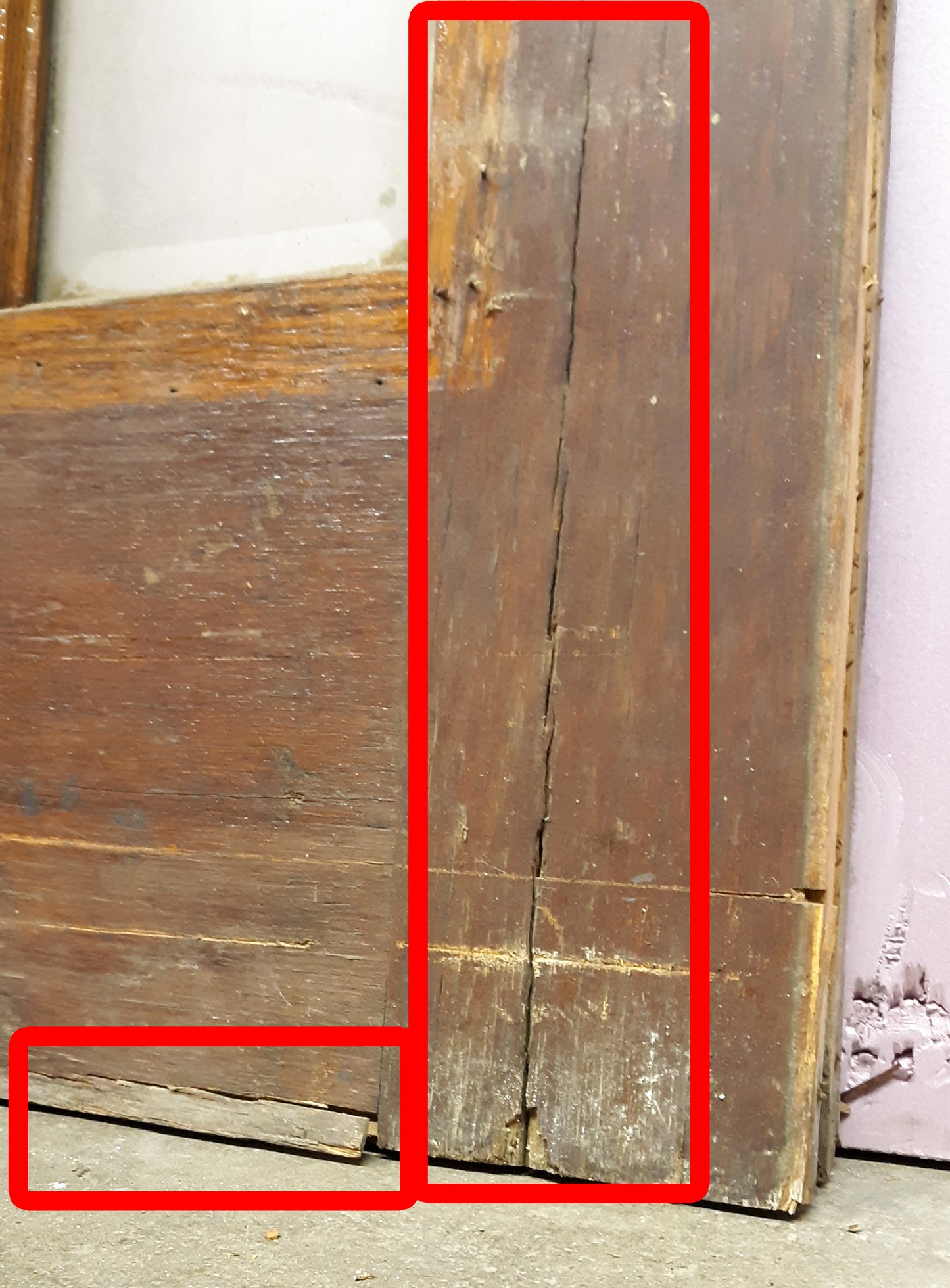 30"x83"x1.75" Antique Vintage Old Reclaimed Salvaged Wooden Exterior French Door Window Beveled Glass