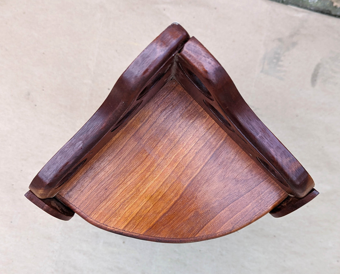 20"H Vintage Old Handmade SOLID Cherry Wood Wooden Corner Wall Shelf Shelves Shelving Curved 3 Tier Hand Home Made