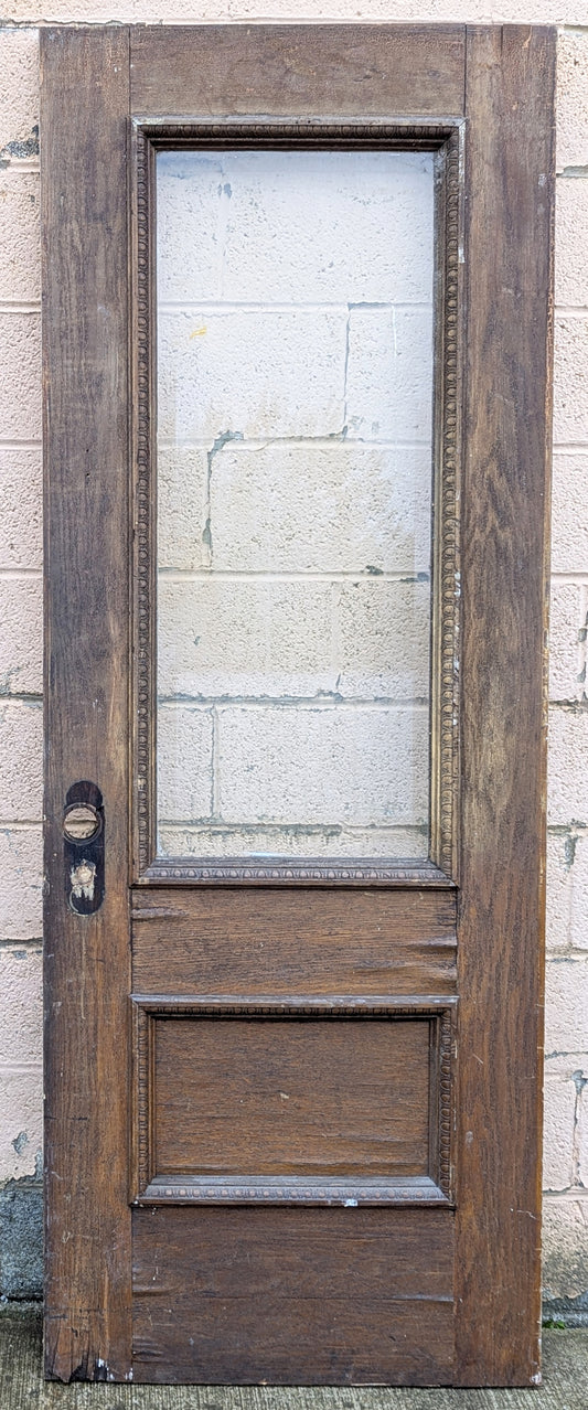 32"x83"x1.75" Antique Vintage Old Reclaimed Salvaged SOLID Wood Wooden Entry Front Back Side Door Window Beveled Glass Single Panel
