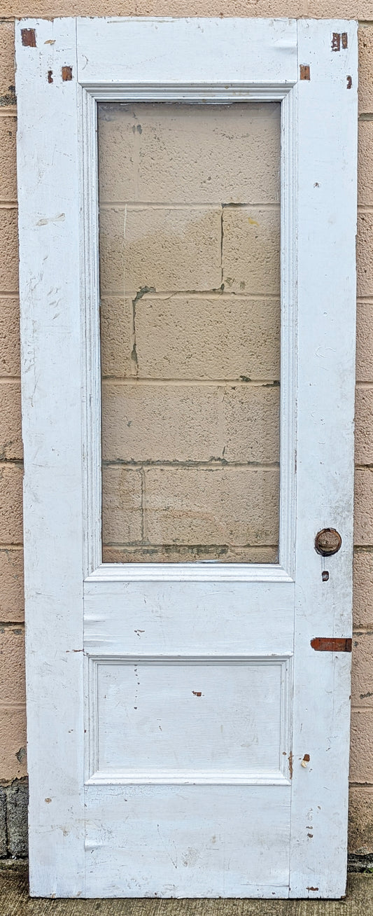 32"x83"x1.75" Antique Vintage Old Reclaimed Salvaged SOLID Wood Wooden Entry Front Back Side Door Window Beveled Glass Single Panel