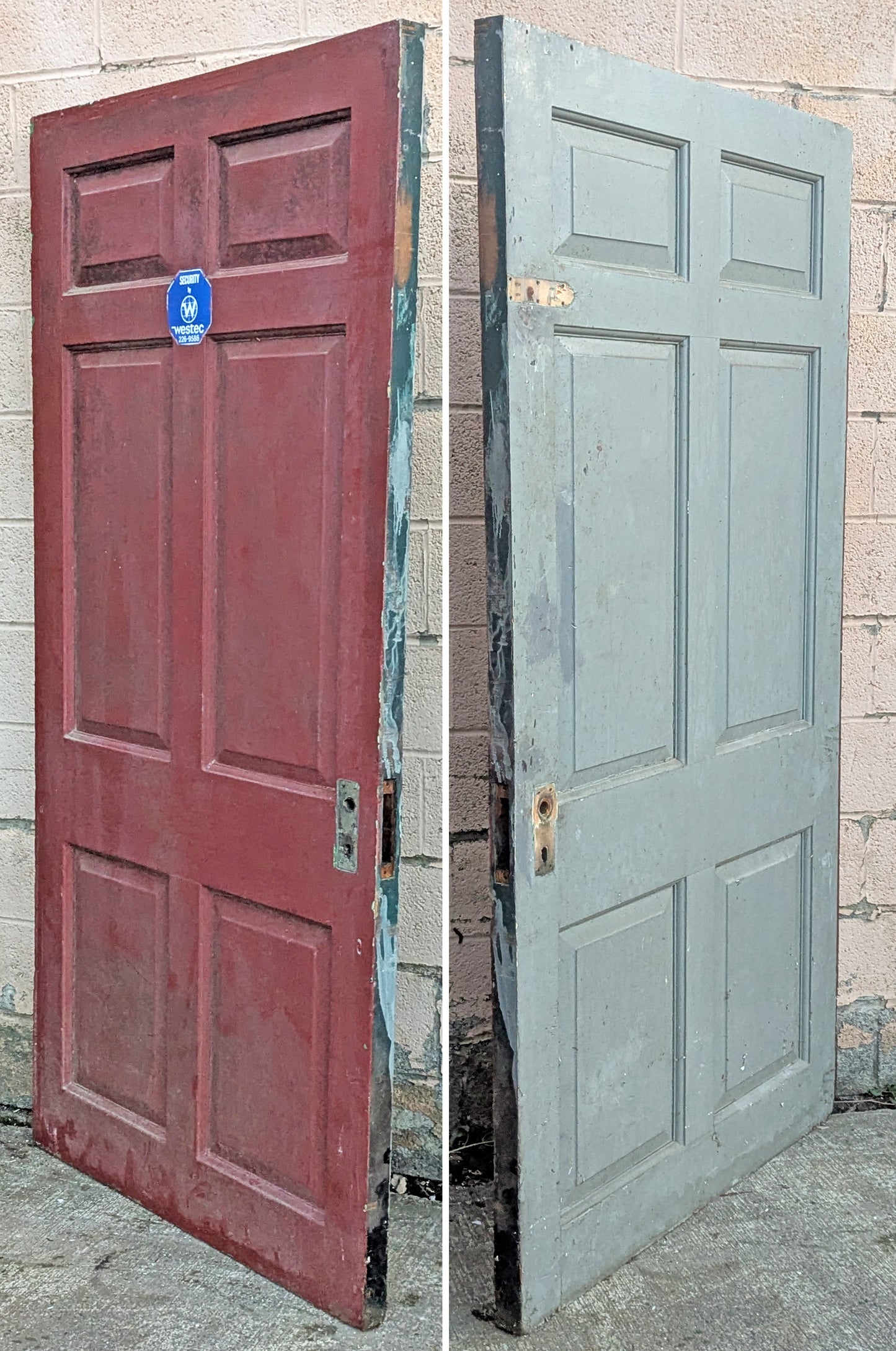 39"x80"x2" Antique Vintage Old Reclaimed Salvaged Victorian Style Exterior Entry Front Side SOLID Wood Wooden Door 6 Raised Panels