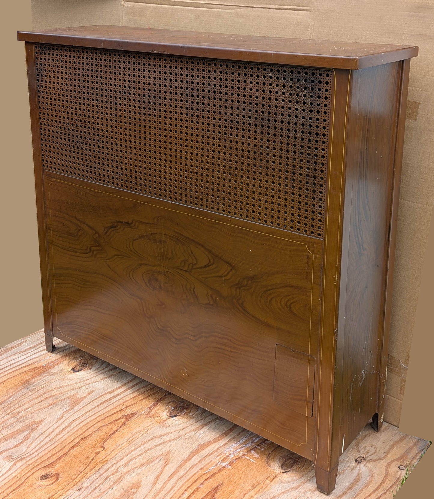 39"Wx40"H Antique Vintage Old "Quaker City" Salvaged Reclaimed Art Deco Style Brown Steel Metal Radiator Heater Cover Case Cabinet Box