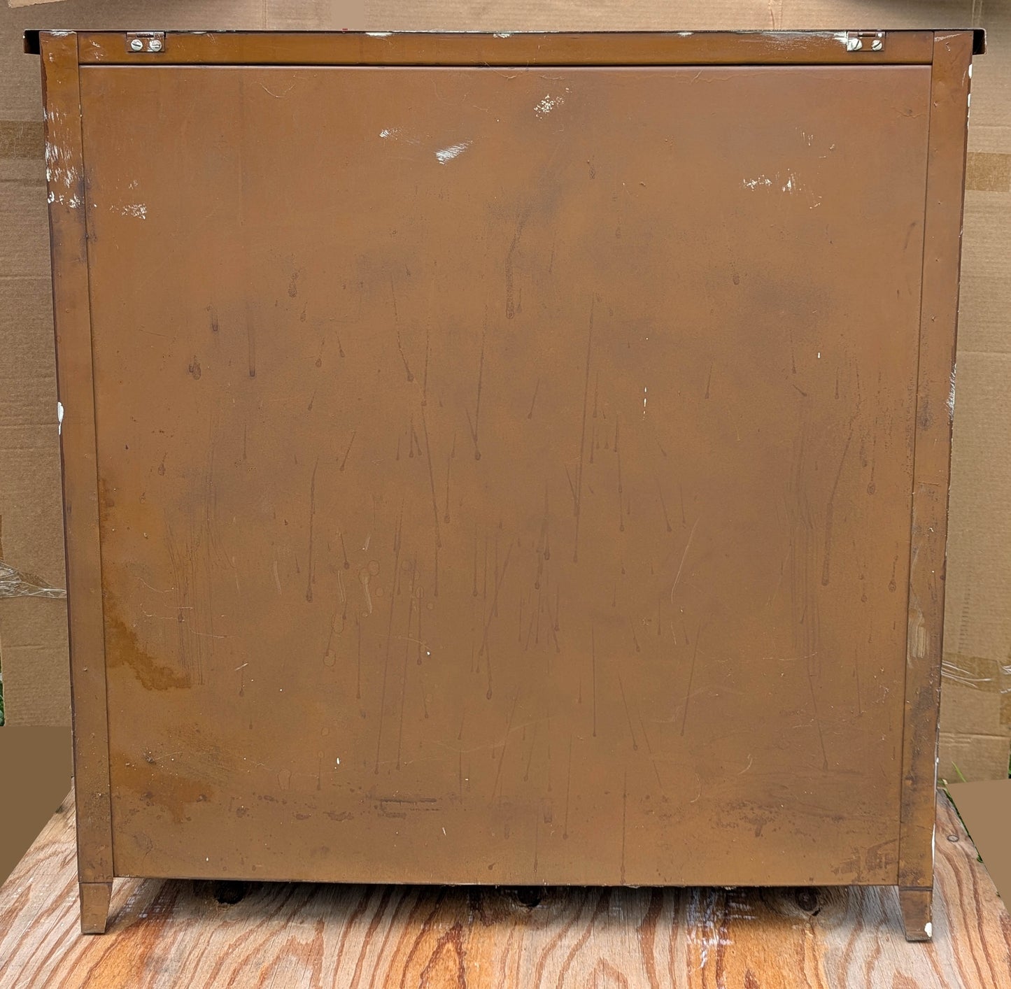 39"Wx40"H Antique Vintage Old "Quaker City" Salvaged Reclaimed Art Deco Style Brown Steel Metal Radiator Heater Cover Case Cabinet Box