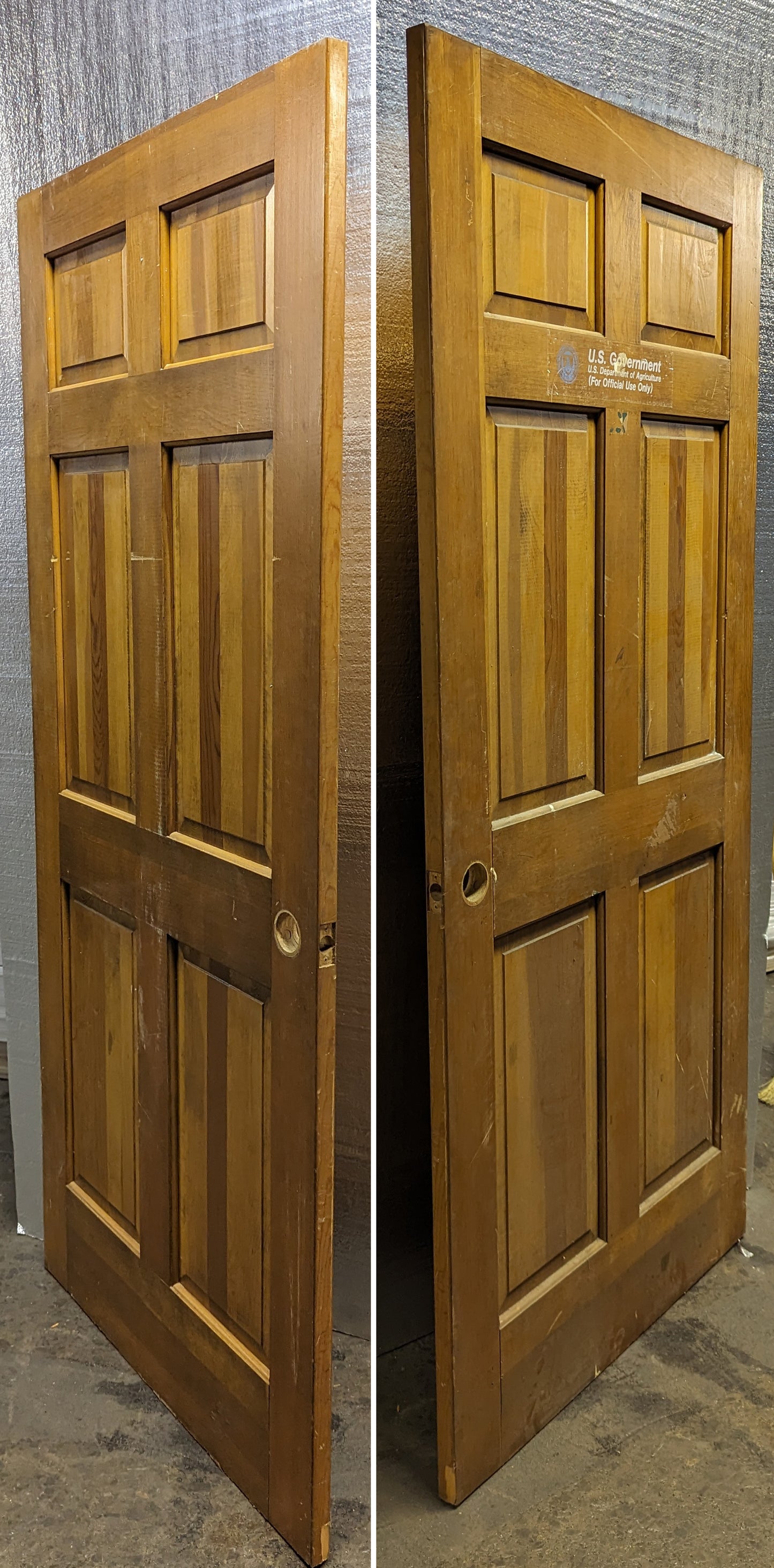 36"x79" Antique Vintage Old Reclaimed Salvaged Solid Wood Wooden Interior Pantry Door 6 Flat Panels
