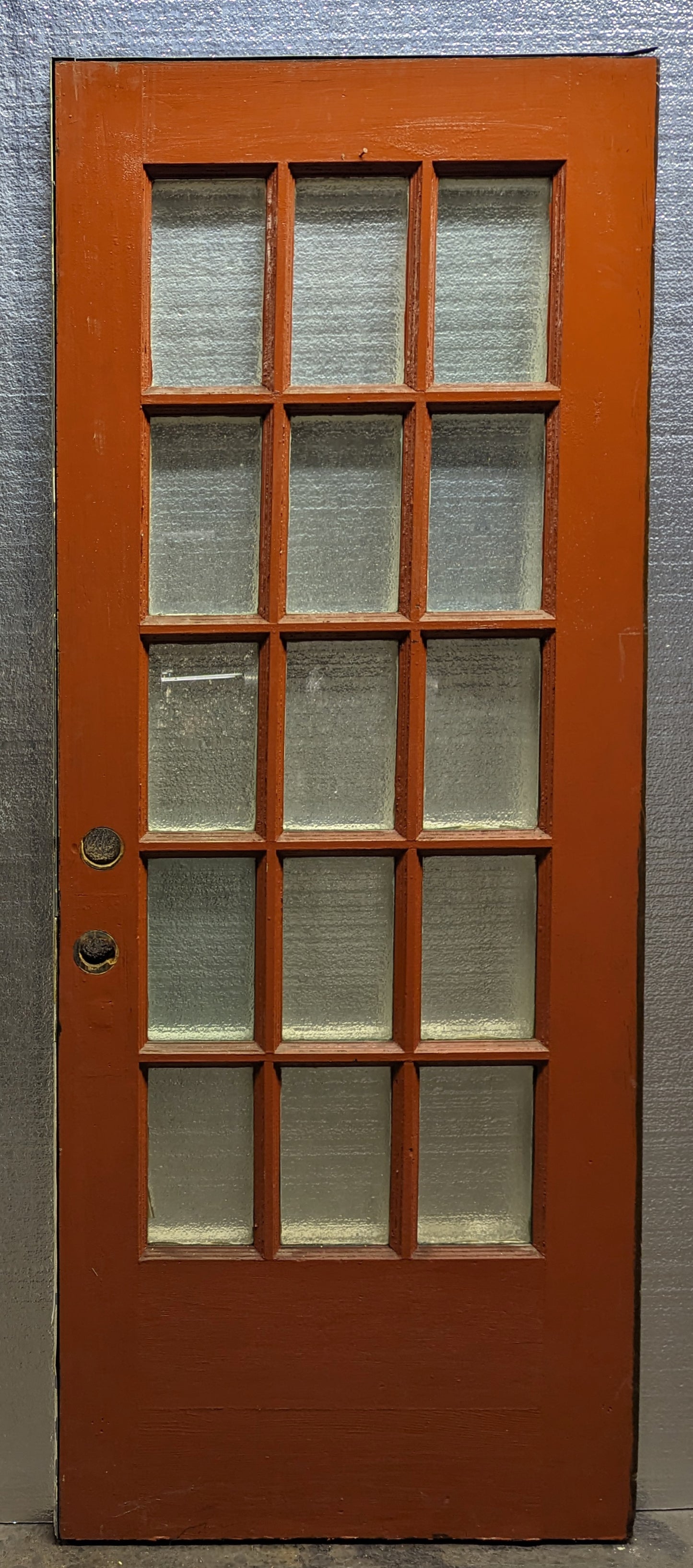 30"x79.5"x1.75" Antique Vintage Old Reclaimed Salvaged Wood Wooden Exterior French Door Window Glass