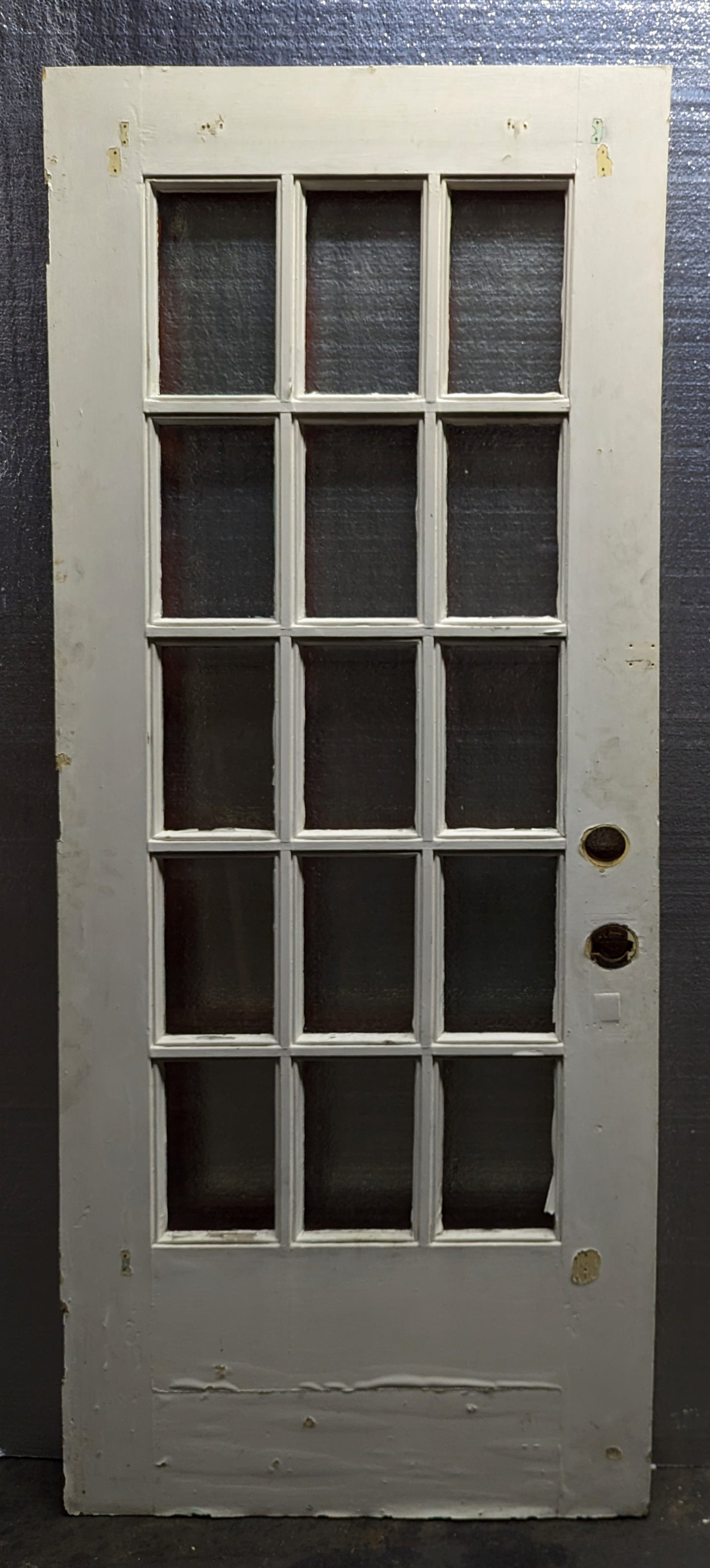 30"x79.5"x1.75" Antique Vintage Old Reclaimed Salvaged Wood Wooden Exterior French Door Window Glass