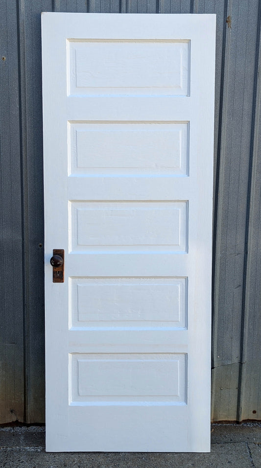 2 available 30"x77" Antique Vintage Old Reclaimed Salvaged Interior SOLID Wood Wooden Room Doors 5 Raised Ladder Panels Hardware Lockset