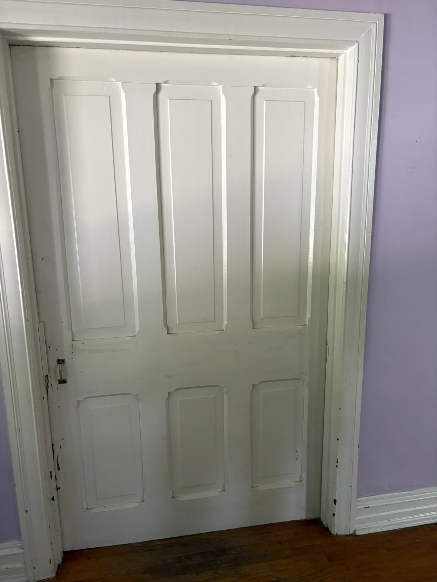48"x79"x1.75" Antique Vintage Old Reclaimed Salvaged Victorian Queen Anne Style Wood Wooden Sliding Pocket Exterior Entry Door 6 Panels