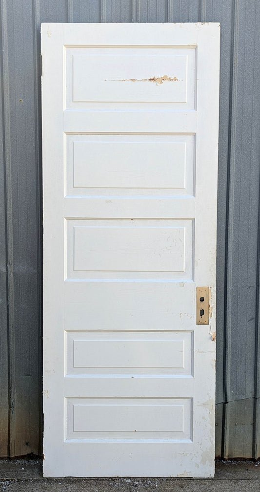 Pair 63"x82" Antique Vintage Old Reclaimed Salvaged Victorian SOLID Wood Wooden Interior Doors 5 Panels