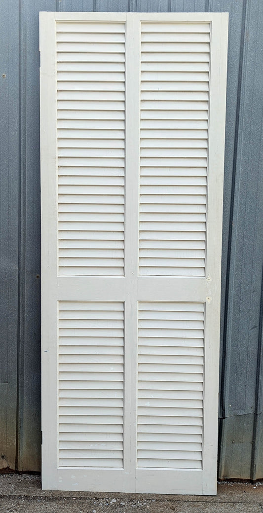 30"x79" Vintage Antique Old Reclaimed Salvaged SOLID Wood Wooden Closet Interior Door 4 Louver Panels