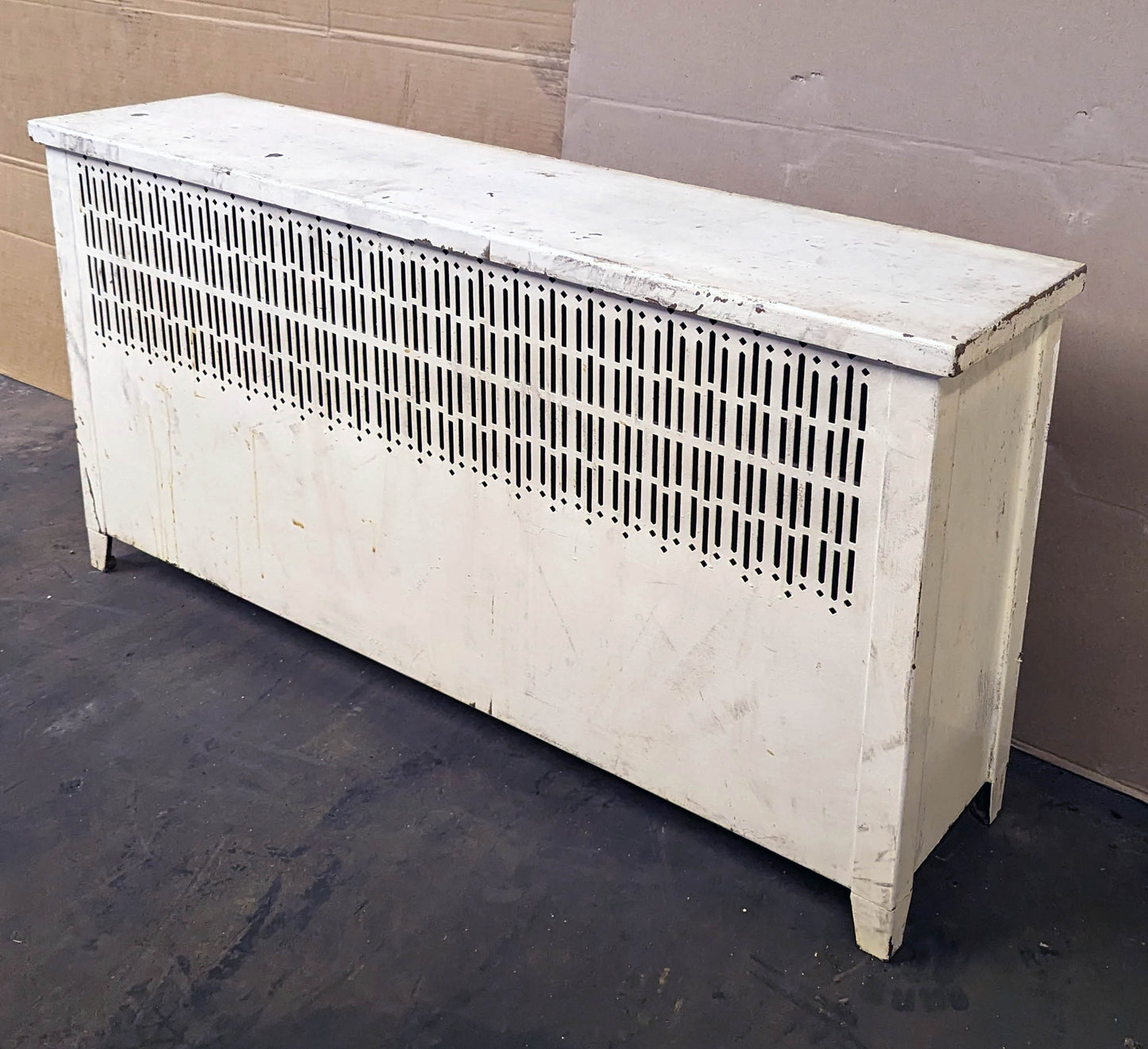 45"Wx25"H Antique Vintage Old "Quaker City" Salvaged Reclaimed Art Deco Style Steel Metal Radiator Heater Cover Case Cabinet Box Humidifier