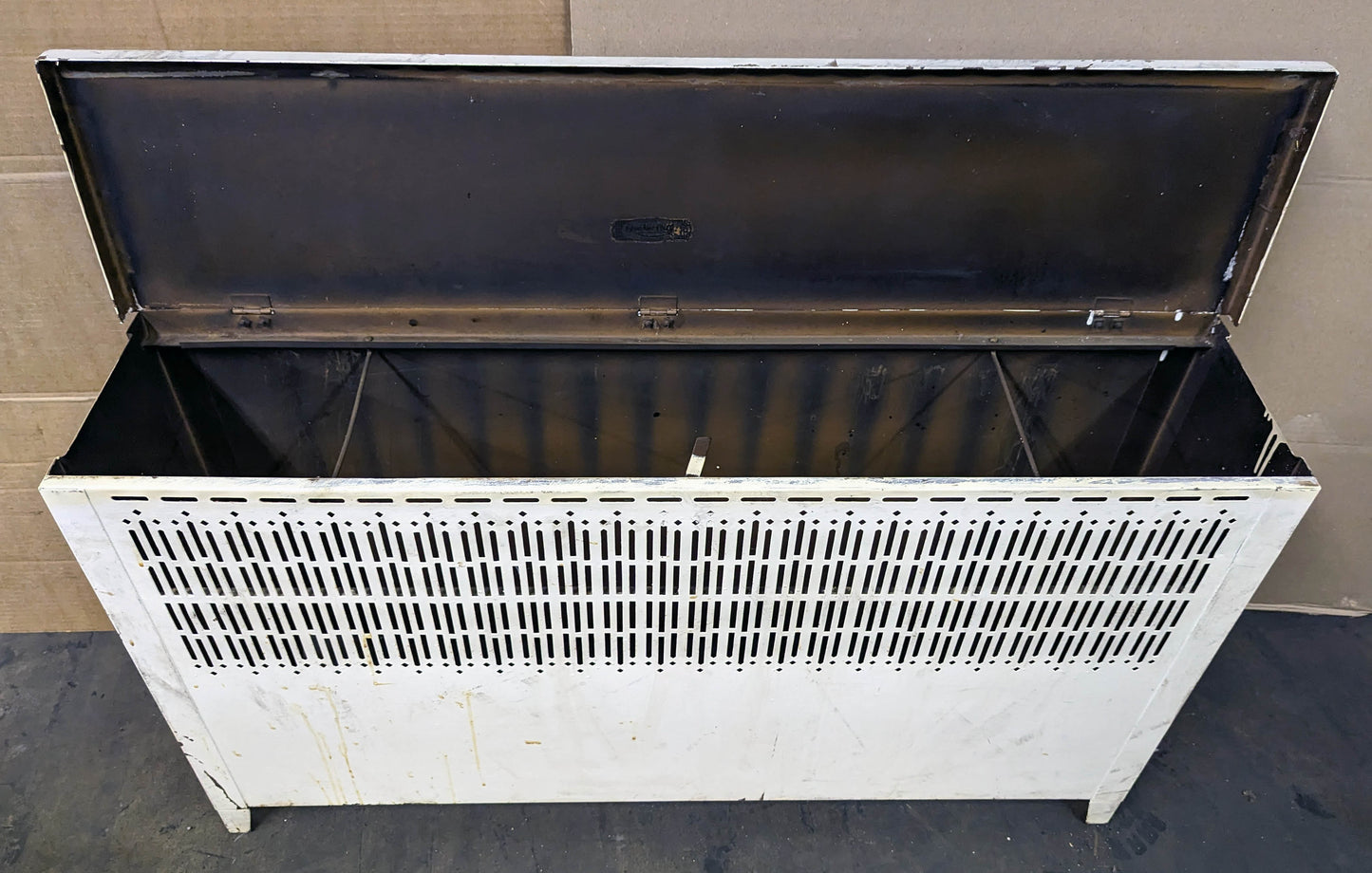 45"Wx25"H Antique Vintage Old "Quaker City" Salvaged Reclaimed Art Deco Style Steel Metal Radiator Heater Cover Case Cabinet Box Humidifier