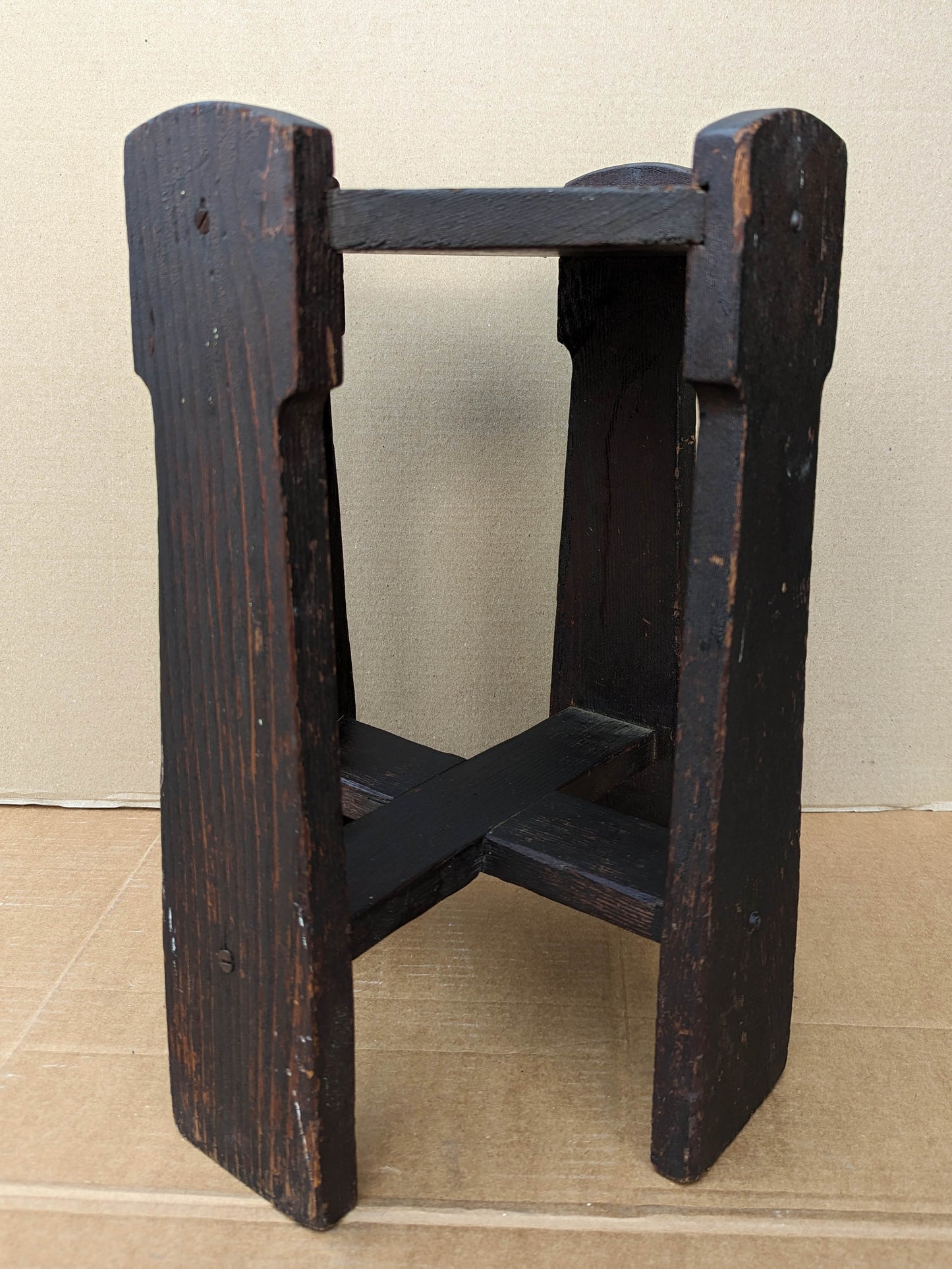 Antique Vintage Old Solid Oak Wood Wooden Octagon Octagonal Lamp End Side Accent Table Plant Stand Stool Chair Arts & Crafts Mission Style