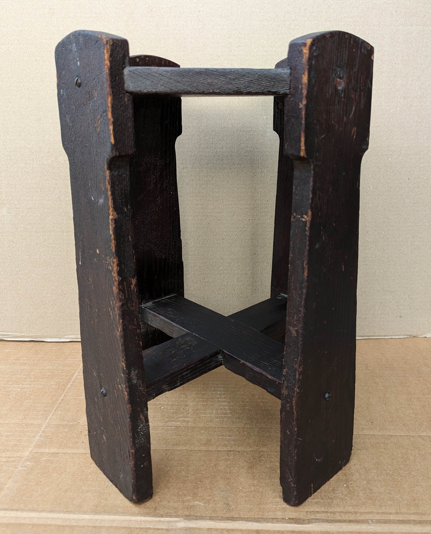 Antique Vintage Old Solid Oak Wood Wooden Octagon Octagonal Lamp End Side Accent Table Plant Stand Stool Chair Arts & Crafts Mission Style
